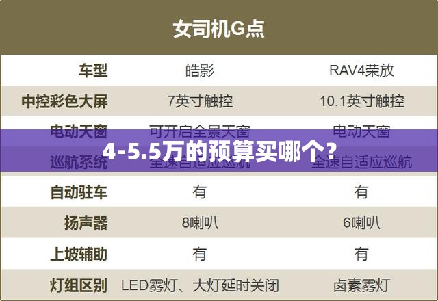 4-5.5万的预算买哪个？