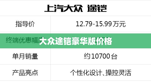 大众途铠豪华版价格