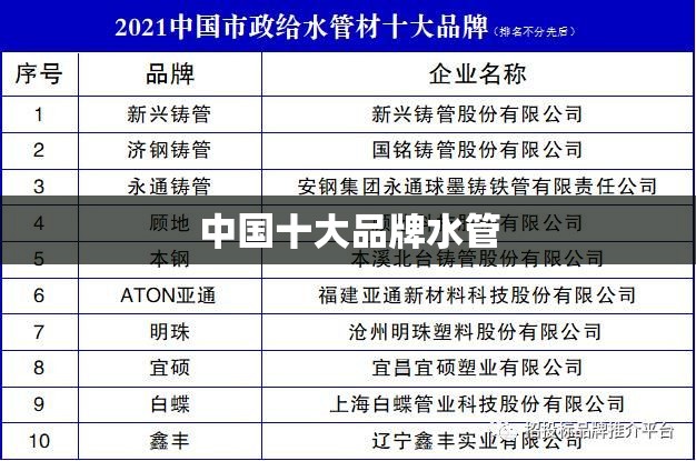 中国十大品牌水管