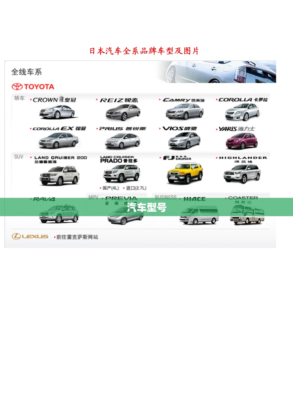 汽车型号