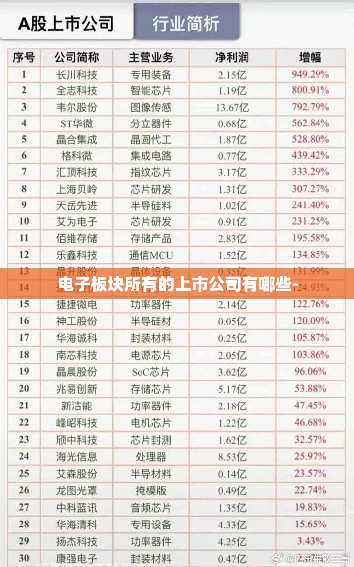 电子板块所有的上市公司有哪些- 电子板块所有的上市公司有哪些-
